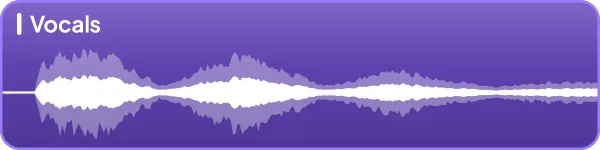 Vocals layer: the waveform of the separated vocals, in violet.